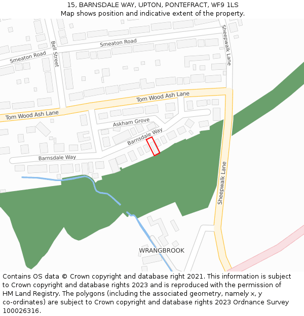 15, BARNSDALE WAY, UPTON, PONTEFRACT, WF9 1LS: Location map and indicative extent of plot