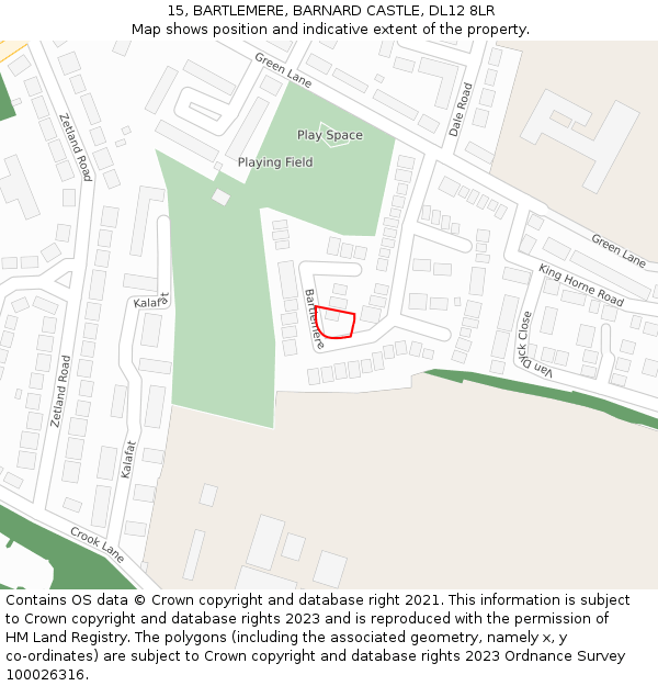 15, BARTLEMERE, BARNARD CASTLE, DL12 8LR: Location map and indicative extent of plot