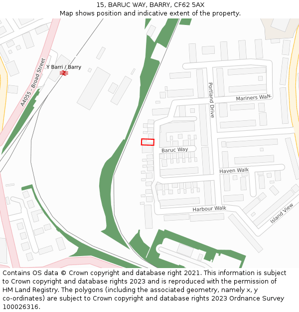 15, BARUC WAY, BARRY, CF62 5AX: Location map and indicative extent of plot