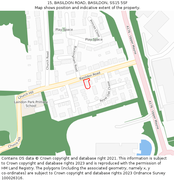 15, BASILDON ROAD, BASILDON, SS15 5SF: Location map and indicative extent of plot