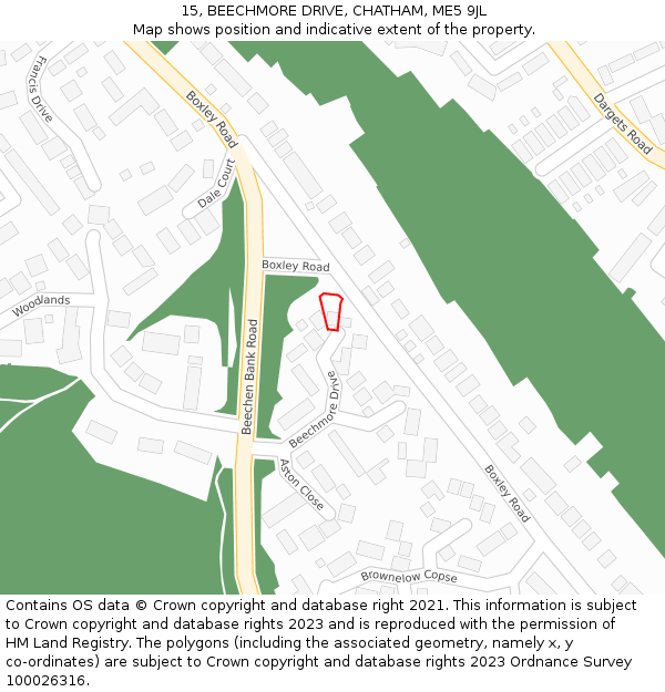 15, BEECHMORE DRIVE, CHATHAM, ME5 9JL: Location map and indicative extent of plot