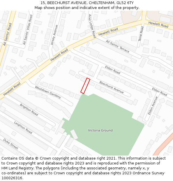 15, BEECHURST AVENUE, CHELTENHAM, GL52 6TY: Location map and indicative extent of plot