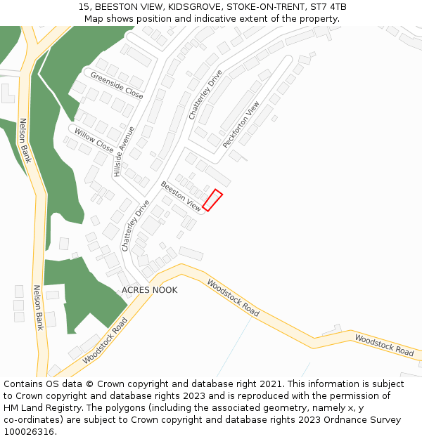 15, BEESTON VIEW, KIDSGROVE, STOKE-ON-TRENT, ST7 4TB: Location map and indicative extent of plot