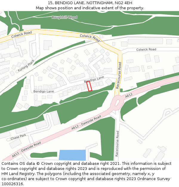 15, BENDIGO LANE, NOTTINGHAM, NG2 4EH: Location map and indicative extent of plot