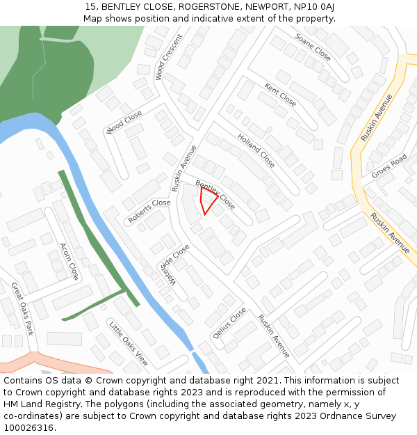 15, BENTLEY CLOSE, ROGERSTONE, NEWPORT, NP10 0AJ: Location map and indicative extent of plot