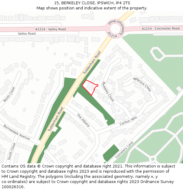 15, BERKELEY CLOSE, IPSWICH, IP4 2TS: Location map and indicative extent of plot