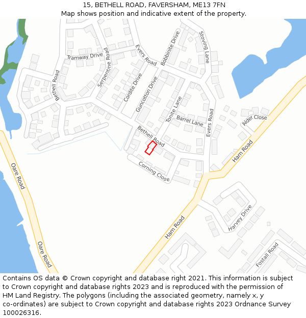 15, BETHELL ROAD, FAVERSHAM, ME13 7FN: Location map and indicative extent of plot