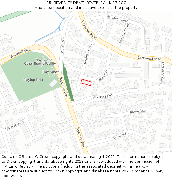 15, BEVERLEY DRIVE, BEVERLEY, HU17 9GG: Location map and indicative extent of plot