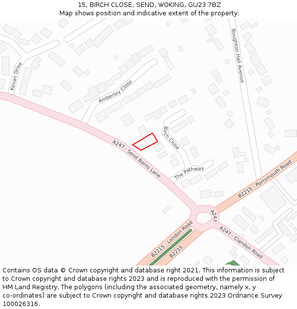 15, BIRCH CLOSE, SEND, WOKING, GU23 7BZ: Location map and indicative extent of plot