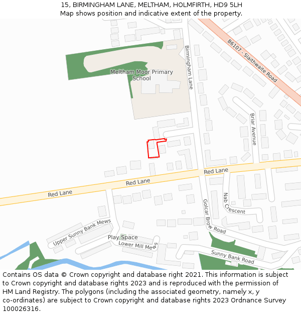 15, BIRMINGHAM LANE, MELTHAM, HOLMFIRTH, HD9 5LH: Location map and indicative extent of plot