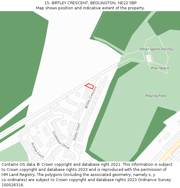 15, BIRTLEY CRESCENT, BEDLINGTON, NE22 5BP: Location map and indicative extent of plot