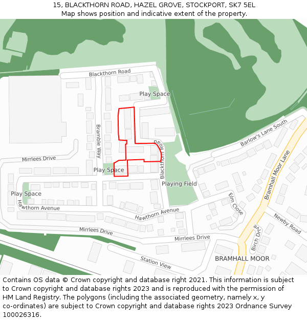 15, BLACKTHORN ROAD, HAZEL GROVE, STOCKPORT, SK7 5EL: Location map and indicative extent of plot