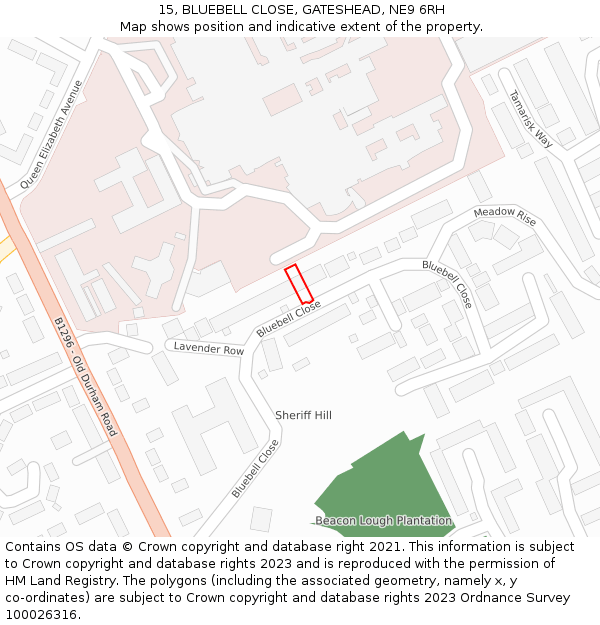 15, BLUEBELL CLOSE, GATESHEAD, NE9 6RH: Location map and indicative extent of plot