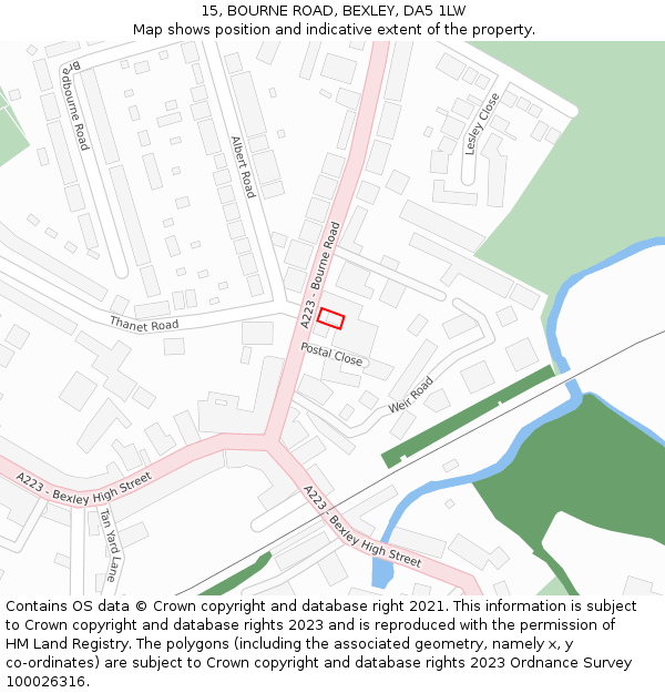 15, BOURNE ROAD, BEXLEY, DA5 1LW: Location map and indicative extent of plot