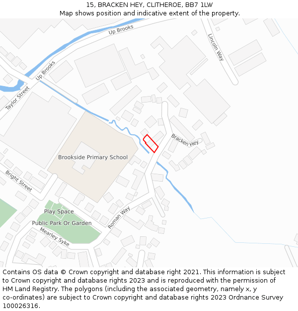 15, BRACKEN HEY, CLITHEROE, BB7 1LW: Location map and indicative extent of plot