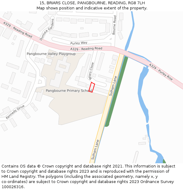 15, BRIARS CLOSE, PANGBOURNE, READING, RG8 7LH: Location map and indicative extent of plot