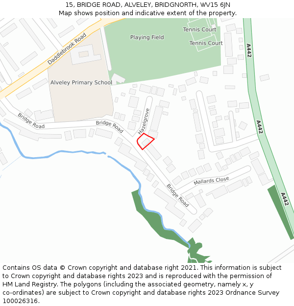 15, BRIDGE ROAD, ALVELEY, BRIDGNORTH, WV15 6JN: Location map and indicative extent of plot