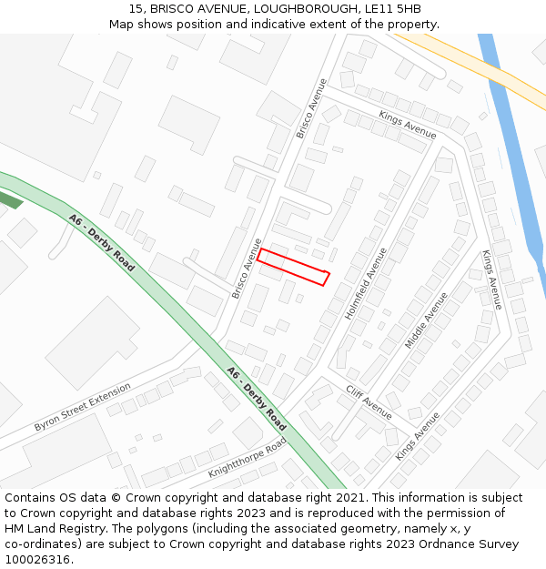 15, BRISCO AVENUE, LOUGHBOROUGH, LE11 5HB: Location map and indicative extent of plot