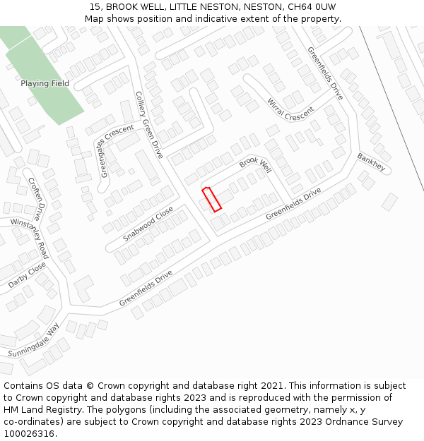 15, BROOK WELL, LITTLE NESTON, NESTON, CH64 0UW: Location map and indicative extent of plot