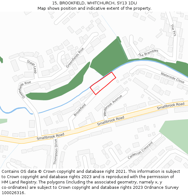 15, BROOKFIELD, WHITCHURCH, SY13 1DU: Location map and indicative extent of plot