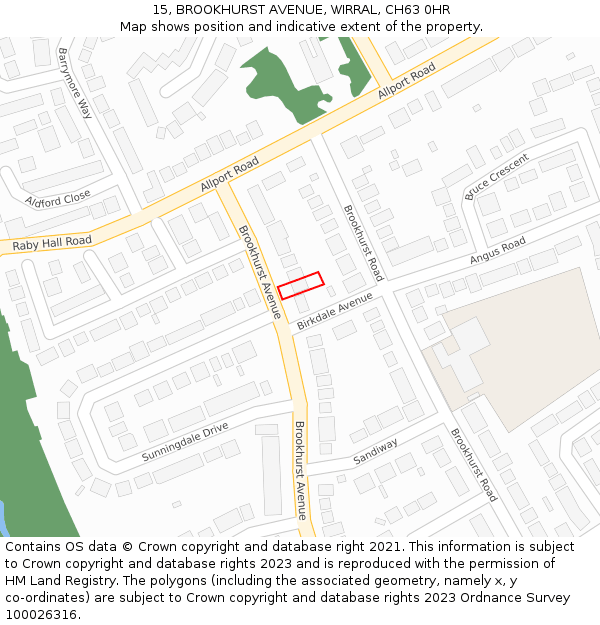 15, BROOKHURST AVENUE, WIRRAL, CH63 0HR: Location map and indicative extent of plot