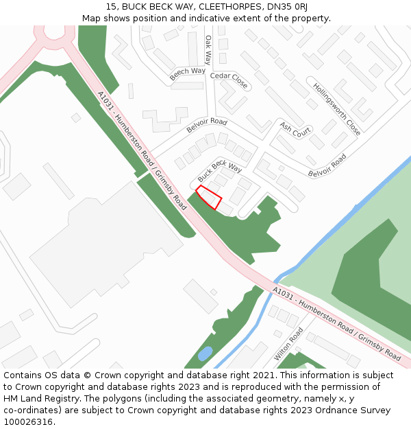 15, BUCK BECK WAY, CLEETHORPES, DN35 0RJ: Location map and indicative extent of plot