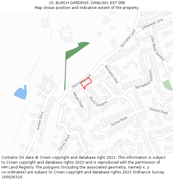 15, BURCH GARDENS, DAWLISH, EX7 0RE: Location map and indicative extent of plot