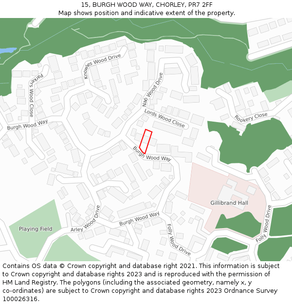 15, BURGH WOOD WAY, CHORLEY, PR7 2FF: Location map and indicative extent of plot