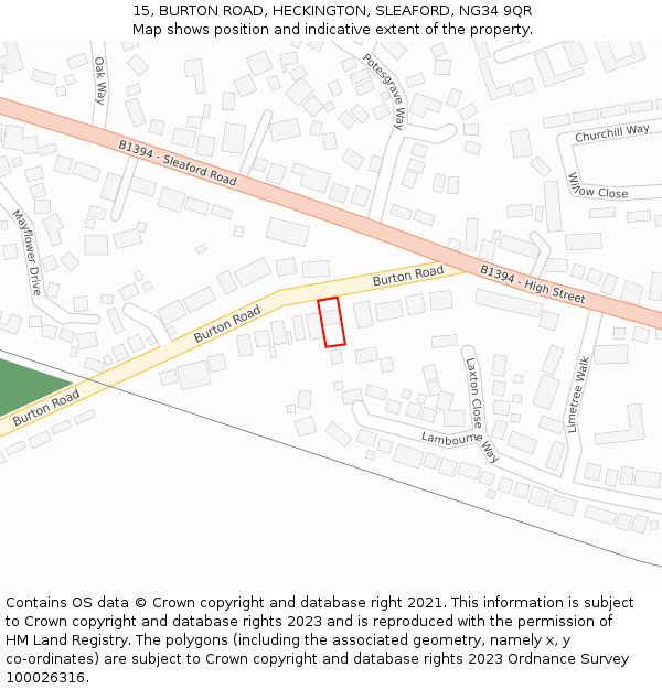 15, BURTON ROAD, HECKINGTON, SLEAFORD, NG34 9QR: Location map and indicative extent of plot