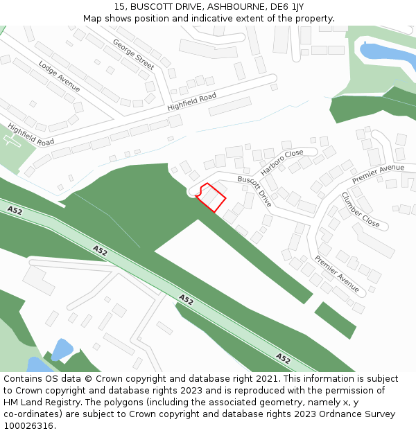 15, BUSCOTT DRIVE, ASHBOURNE, DE6 1JY: Location map and indicative extent of plot