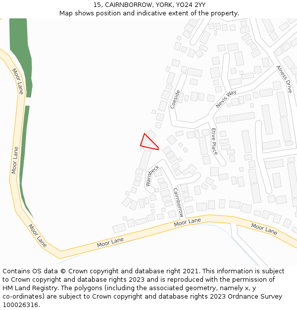 15, CAIRNBORROW, YORK, YO24 2YY: Location map and indicative extent of plot