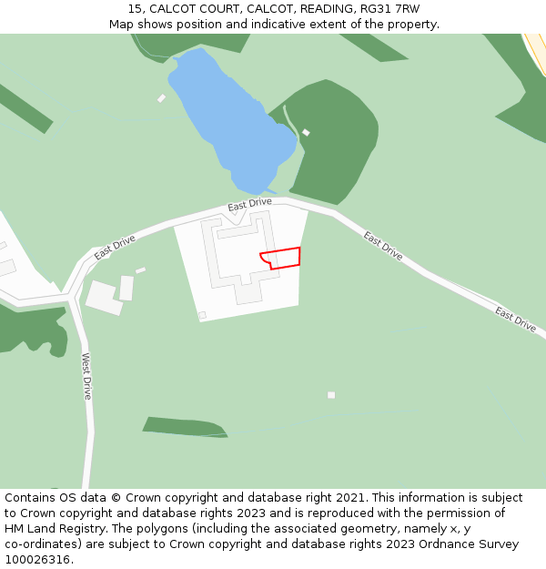 15, CALCOT COURT, CALCOT, READING, RG31 7RW: Location map and indicative extent of plot