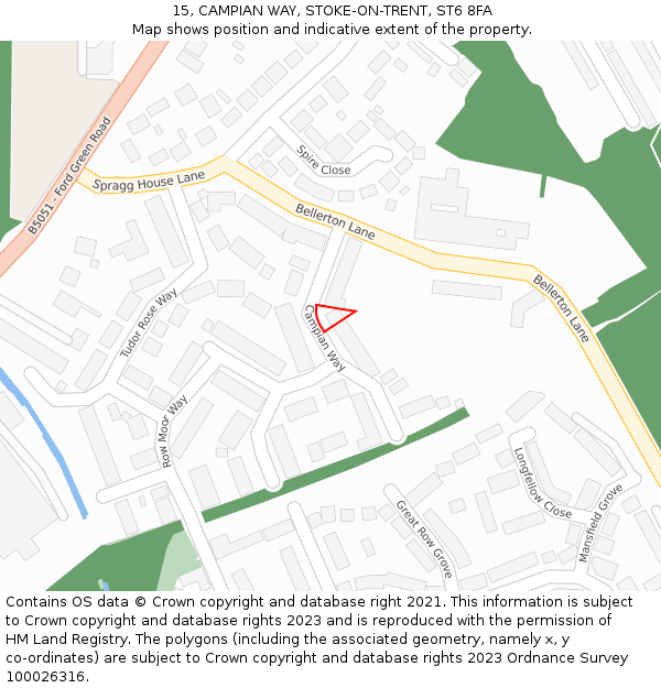 15, CAMPIAN WAY, STOKE-ON-TRENT, ST6 8FA: Location map and indicative extent of plot