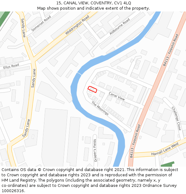15, CANAL VIEW, COVENTRY, CV1 4LQ: Location map and indicative extent of plot