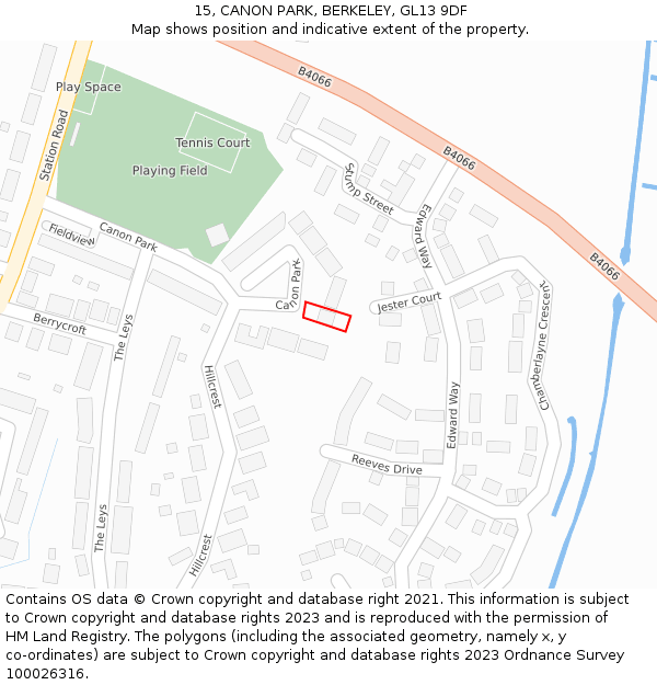 15, CANON PARK, BERKELEY, GL13 9DF: Location map and indicative extent of plot