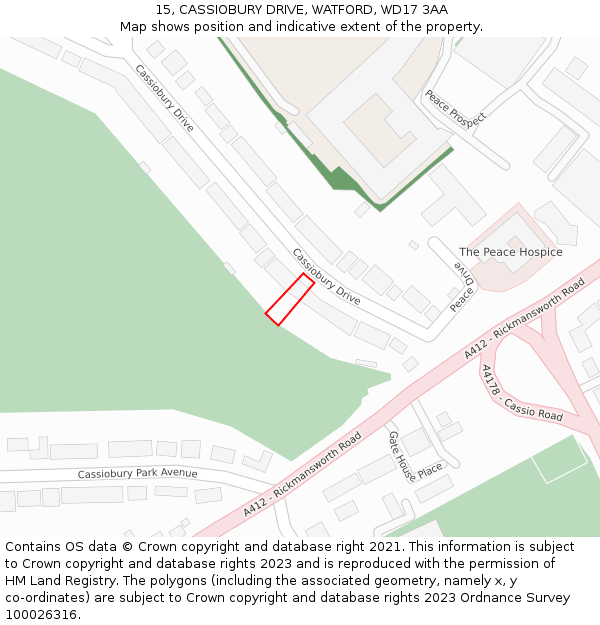 15, CASSIOBURY DRIVE, WATFORD, WD17 3AA: Location map and indicative extent of plot