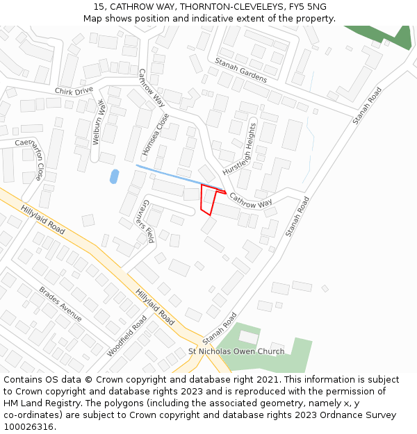 15, CATHROW WAY, THORNTON-CLEVELEYS, FY5 5NG: Location map and indicative extent of plot