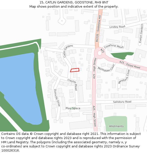 15, CATLIN GARDENS, GODSTONE, RH9 8NT: Location map and indicative extent of plot