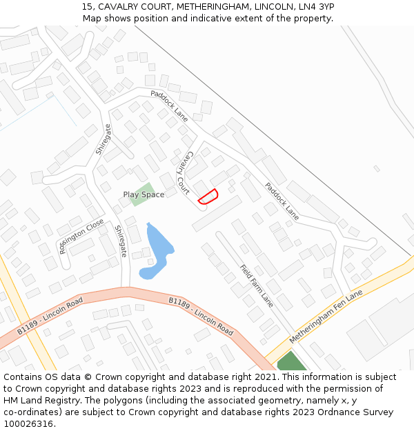 15, CAVALRY COURT, METHERINGHAM, LINCOLN, LN4 3YP: Location map and indicative extent of plot