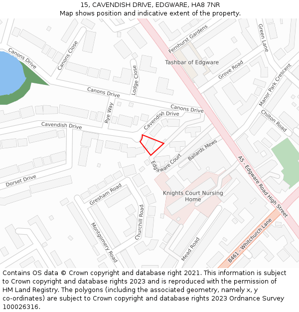 15, CAVENDISH DRIVE, EDGWARE, HA8 7NR: Location map and indicative extent of plot