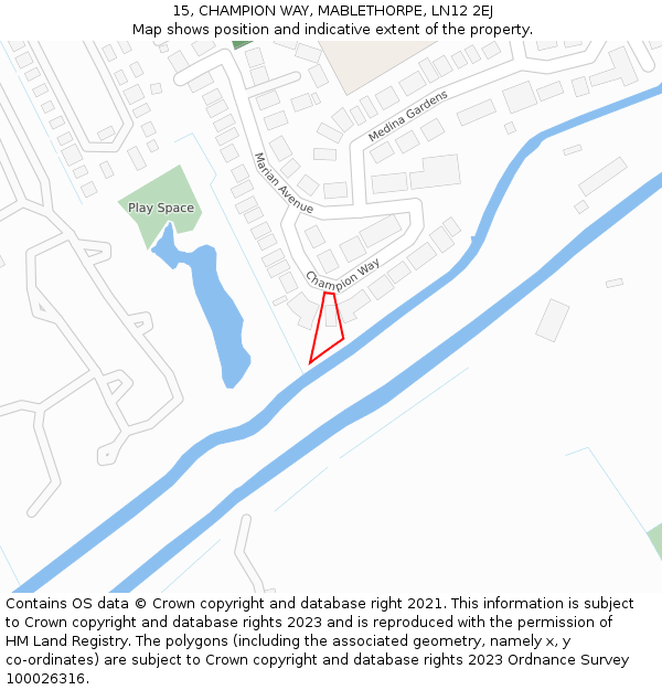 15, CHAMPION WAY, MABLETHORPE, LN12 2EJ: Location map and indicative extent of plot