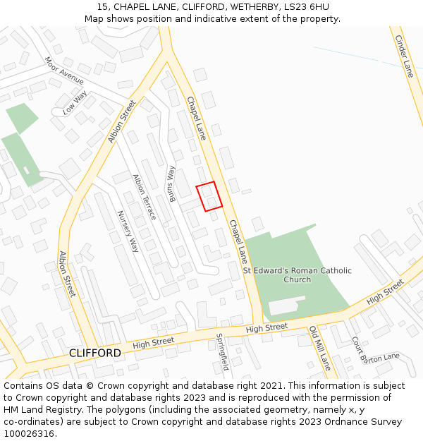 15, CHAPEL LANE, CLIFFORD, WETHERBY, LS23 6HU: Location map and indicative extent of plot