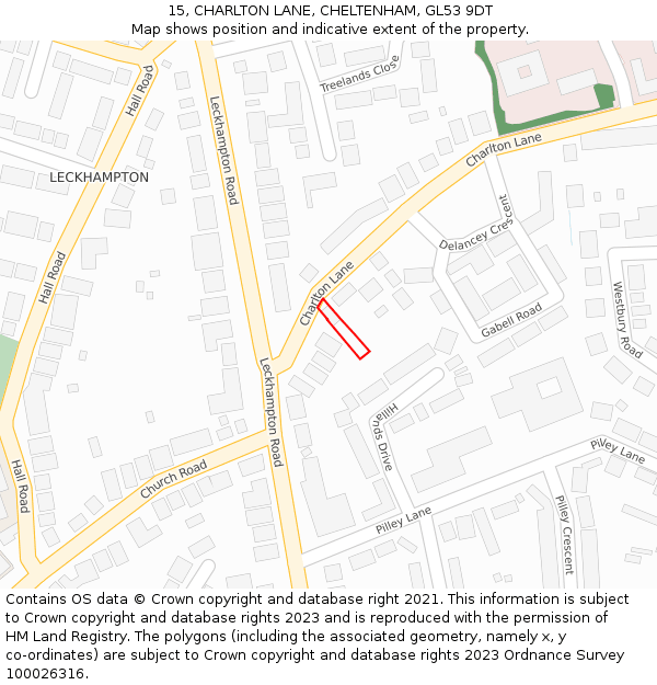 15, CHARLTON LANE, CHELTENHAM, GL53 9DT: Location map and indicative extent of plot