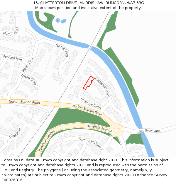 15, CHATTERTON DRIVE, MURDISHAW, RUNCORN, WA7 6RG: Location map and indicative extent of plot