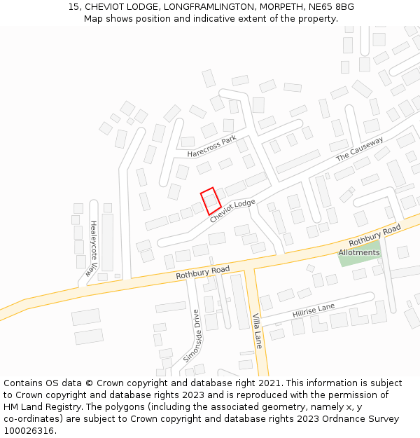 15, CHEVIOT LODGE, LONGFRAMLINGTON, MORPETH, NE65 8BG: Location map and indicative extent of plot