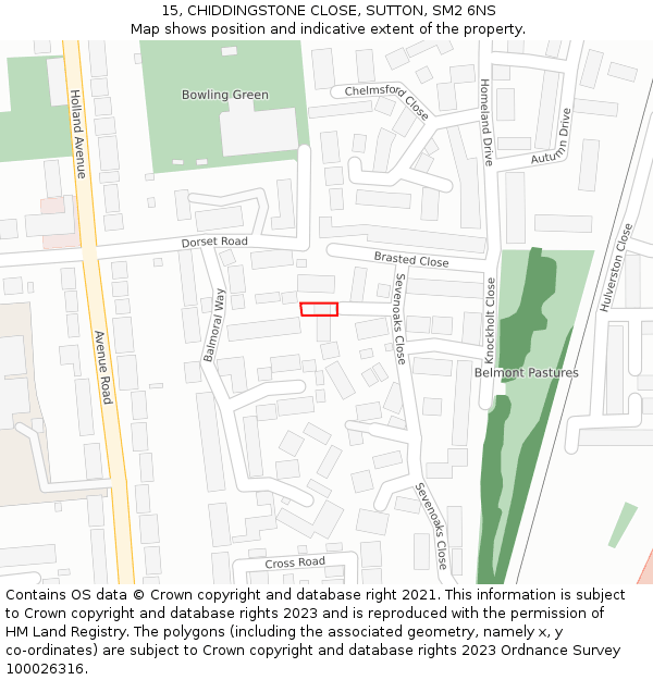 15, CHIDDINGSTONE CLOSE, SUTTON, SM2 6NS: Location map and indicative extent of plot