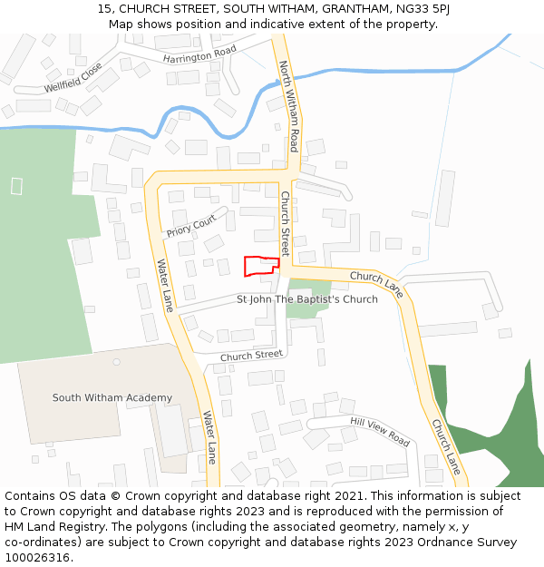 15, CHURCH STREET, SOUTH WITHAM, GRANTHAM, NG33 5PJ: Location map and indicative extent of plot