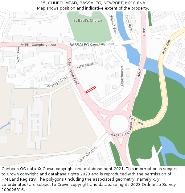 15, CHURCHMEAD, BASSALEG, NEWPORT, NP10 8NA: Location map and indicative extent of plot