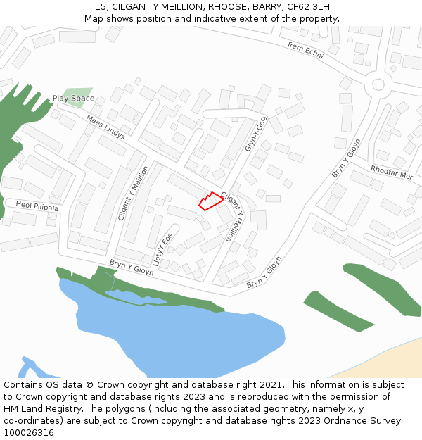 15, CILGANT Y MEILLION, RHOOSE, BARRY, CF62 3LH: Location map and indicative extent of plot