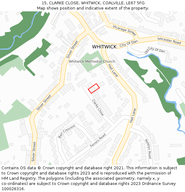 15, CLARKE CLOSE, WHITWICK, COALVILLE, LE67 5FG: Location map and indicative extent of plot